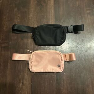 BUNDLE Lululemon Everywhere Belt Bag Black Pink Zip Fanny Pack Purse Logo